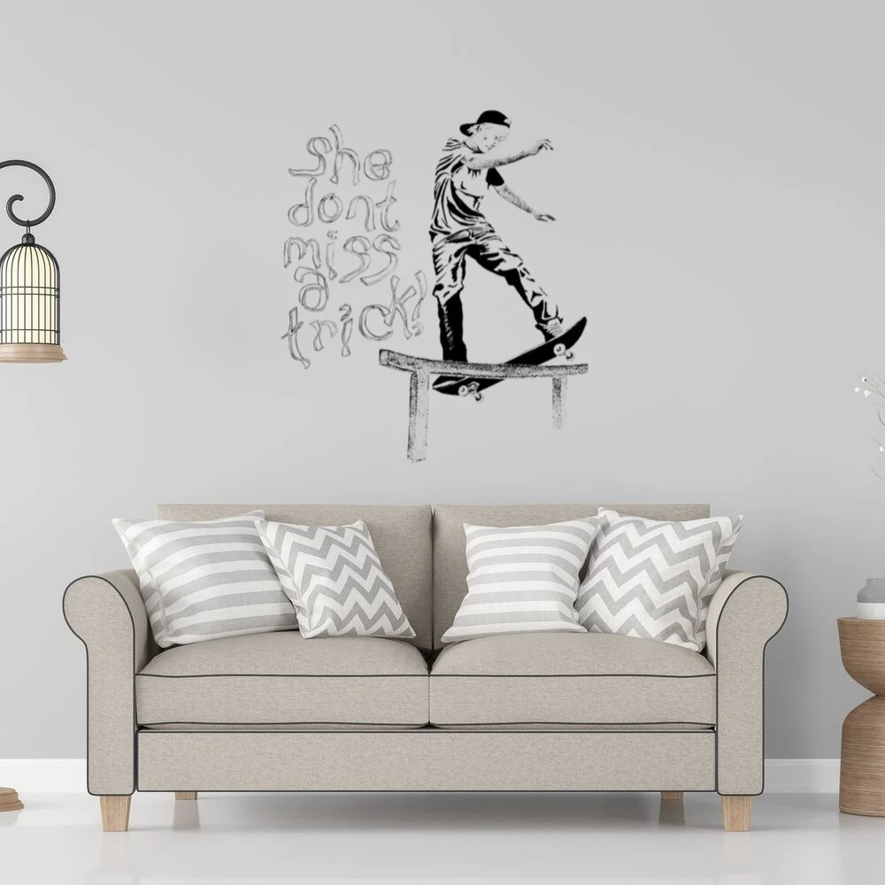 

Skate Boarding guy With Quotes Wall Sticker Awesome Design Decal Room Decoration A0076