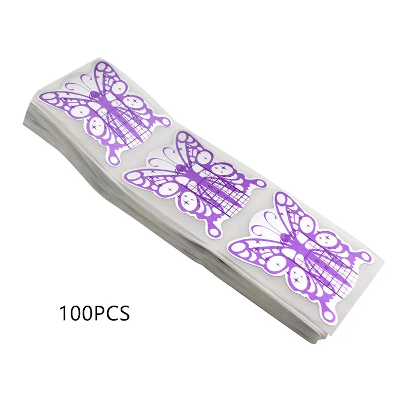 Pink 100pcs TP 100 листов, формы для ногтей со шкалой, французская акриловая система, жидкий порошок, полигель, удлинитель, руководство, трафарет для салона, набор форм - Цвет: Pink 100pcs