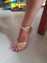 Zapatos de baile latino para mujer, sandalias de satén para chicas, zapatos de baile de salón, tacones únicos suaves de 5 cm/6 cm/7 cm/8 cm