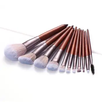 

Dropship 11Pcs Wooden Handle Makeup Brush Set Sandalwood Eye Brush Color Mixing Brush Beauty Makeup Tools