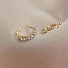 Pendiente de cristal para oreja para mujer, Color dorado, sin Piercing, pequeño, para boda, boda