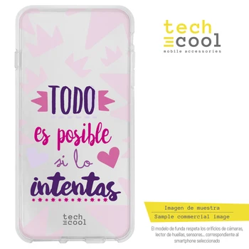 

FunnyTech®Stand case for Samsung Galaxy A10 Silicone L Frase "Todo is possible" transparent pink