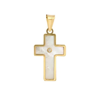 

Cross 18k Yellow Gold model Crosses (1 diamond 1,20mm. 0,008cts.) (mother-of-pearl). Size 18x12mm.