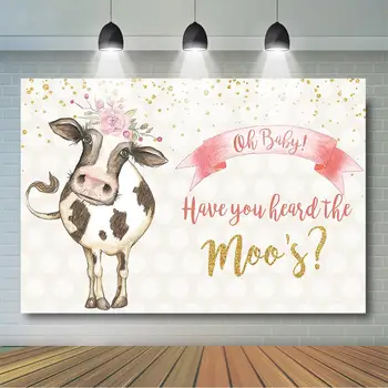

Cow Baby Shower Backdrop Girl Baby Shower Party Decoration Farm Birthday Backdrops (customized words)