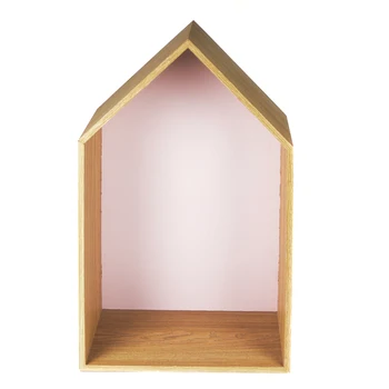 

Children's bookshelf wooden house background pink stick 32X52