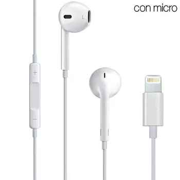 

White Stereo headset with Micro iPHONE 7 / 8 / X (Lightning Bluetooth)