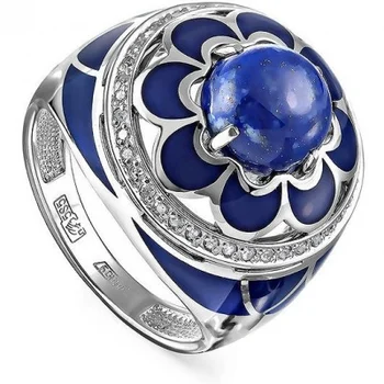 

Kabarovsky ring flower with lapis lazuli and diamonds in red gold