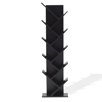 

Rebecca Mobili Shelving Unit Shelf Rack 10 Shelves Wood Black Modern 160x44,5x22