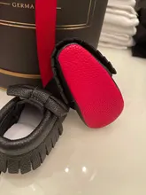 Zapatos suaves para bebé recién nacido, primeros pasos, niños y niñas, mocasines para bebé, franja de cuero PU, calzado de Navidad para cuna