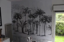 3d Wallpaper Mural Sofa-Background-Walls Rainforest Tropical Sketch Nordic Black White