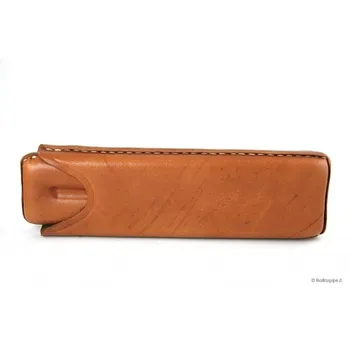 

Leather sewn by hand cigar case for 2 Toscano - Tan