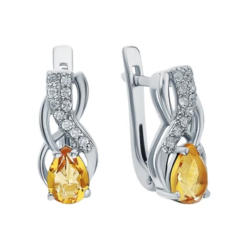 

Silver earrings with cubic zirconia and citrine sunlight sample 925