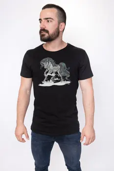 

Angemiel Wear Dark Color Unicorn Cotton Black Male T-Shirt