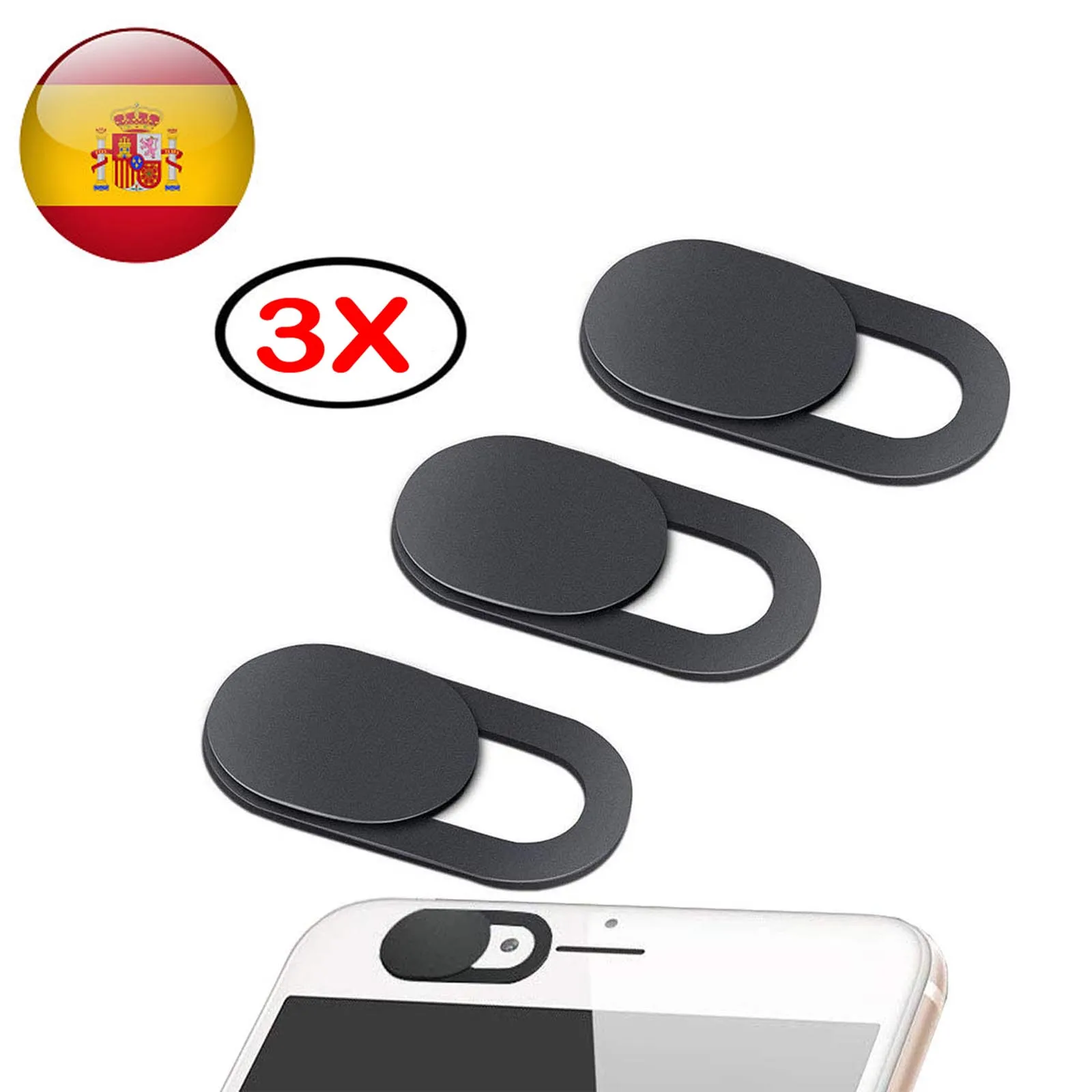 3X 6X Tapa Deslizante Webcam Privacidad Cubierta De Caimara Telefono Portatil Negra Cover Camera Sticker Laptop Mobile Tablet
