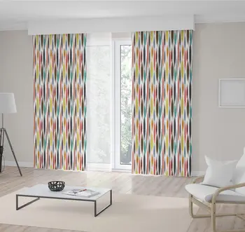 

Curtain Colorful Ikat Pattern in Red Navy Brown Art Classic, Asian Silk Fabric Style Prints