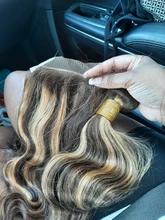 Ali Coco-mechones de pelo brasileño con degradado, extensiones de cabello humano Remy de color resaltado con cierre, P4/30