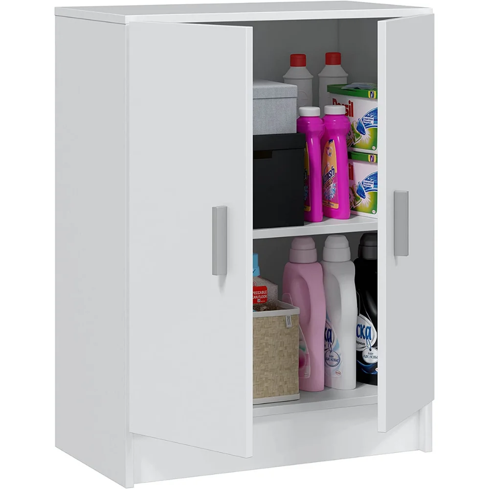 Mueble Armario Multiusos bajo 2 Puertas, Color Blanco, Medidas: 80 x 59 x  37 cm. Mueble Auxiliar Cocina, Muebles Blancos, Muebles de Almacenaje,  Mueble Multiusos, Mueble Auxiliar dormitorio, Mueble blanco dormitorio.