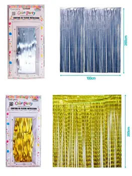 

Fringed metallic curtain 1x2mt special for decorations of all type events, Birthday parties Sky Blue Navy