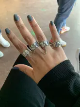 Anillos Punk de Hip Pop para mujer, cadena ajustable multicapa, cuatro anillos abiertos para dedos, anillos giratorios de aleación para mujer, regalo de fiesta
