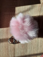 LLavero de piel falsa de 8cm para automóvil, llavero para automóvil con pompón, cadenas de color plateado, pompones, imitación de piel de zorro y conejo, 1 Uds.