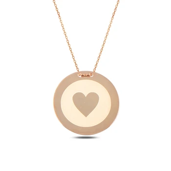 

KUTAYDAN Laser Heart Round Plate Pendant 925 Sterling Silver