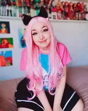 Yomagic-pelucas frontales de encaje sintético para mujer, color rosa Pastel, fiesta, fibra resistente al calor, sin pegamento, con pelo de bebé