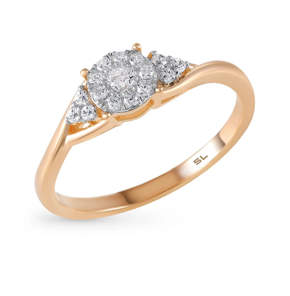 Золотое кольцо с бриллиантами SUNLIGHT проба 585