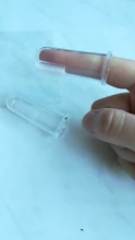 Cepillo de dientes de silicona para dedos de bebé + caja, cepillo de dientes de silicona suave transparente para niños, cepillo de limpieza de goma para bebés