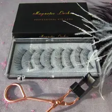 Conjunto de pestañas postizas magnéticas largas 3D de visón, pestañas postizas gruesas naturales magnéticas, 5 unidades
