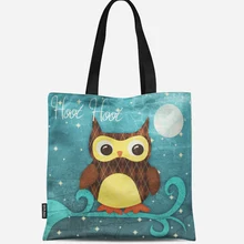 Многоразовая хозяйственная сумка эко женская сумка складная сумка для пляжа повседневное использование сумка на плечо Повседневная парусиновая с принтом совы