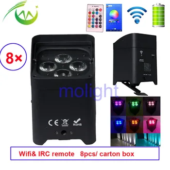 

8pcs Freedom DJ Up Lights RGBWA+UV 4*18W Wifi Remote Control Wireless DMX DJ Lights Battery Par Lighting for Party Nightclub