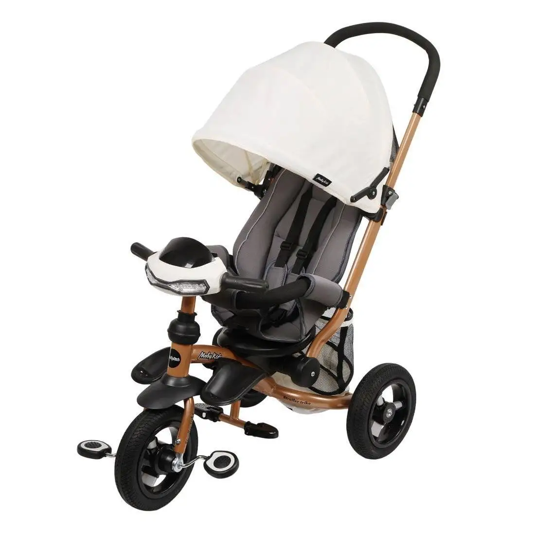 Велосипед-коляска 3кол. Stroller trike 10x10 AIR Car молочный золот.металлик Moby Kids 641491 | Спорт и