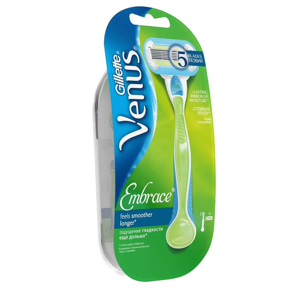 Maquinilla de afeitar para mujer, Gillette Venus abrazar + cassette intercambiable 2 uds.,razor, venus, comfortglide, spa breeze, pink razor, gillett ► Foto 3/5