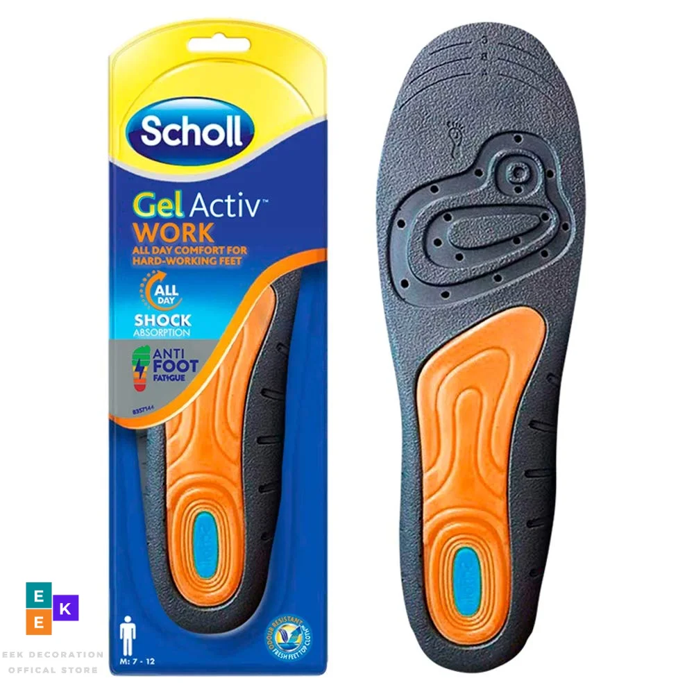 Scholl Gel Activ Work Insoles Men Orthopedic Feet Soles Pad For Non-Leather Casual Flat Shoes Sneaker Boots Comfort Non-Slip Day | Обувь