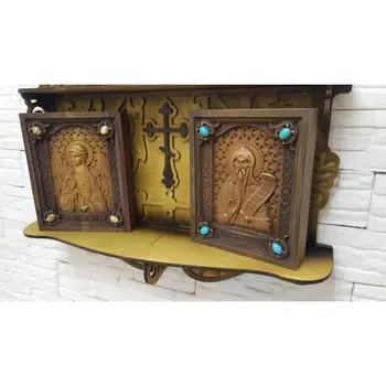 

Large shelf for icons "golubka", carved 60-72 cm