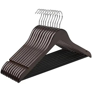 

Wooden suit hangers 20 package coat 100% solid wood hangers with bar trousers 2 grooves CRW05K-20