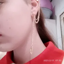 Uds.-Pendientes de Metal para mujer, joyería con personalidad, Clip para las orejas, Pendientes de borlas de hojas, regalo