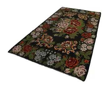 

180x333 Cm Black Handmade Vintage Moldovan Rugs Rug-6x11 Ft