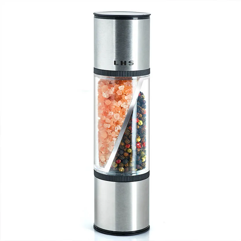 

LHS 2 in 1 Salt and Pepper Grinder Stainless Steel Handheld Manual Spice Mill Shaker with Adjustable Coarseness