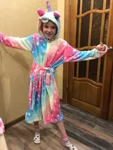 Unicornio con capucha albornoces infantil de bebé, traje de baño Animal para niños niñas pijamas camisón de dormir de los niños 3-11Y
