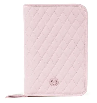 

Book birth Maria de Pasito. Vaccine Book and document holder for baby, boy and girl. Quilted leather pink, beige and gray