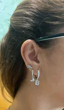 ANENJERY plata esterlina 925 1 par 26 alfabeto carta pendientes de aro inicial Zircon pendientes para Mujeres Hombres joyería de nombre S-E1169