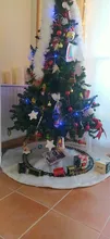 Falda blanca para árbol de Navidad, piel sintética de pelo alfombra de árbol de Navidad, adornos para el Merry Christmas árbol, decoración para el hogar