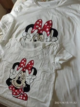 Camisetas con estampado de ratón de Minnie para mujer, camisetas informales de manga corta para niñas pequeñas, ropa a juego familiar de marca de verano