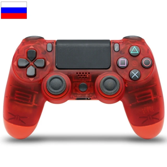 Wireless Bluetooth gamepad controller for PS4, controller suitable for iOS, Android, PS4, PC, wireless Bluetooth game controller for PC mobile phone TV box computer joystick for tablet PC TV gamepad joypad controller Clear red