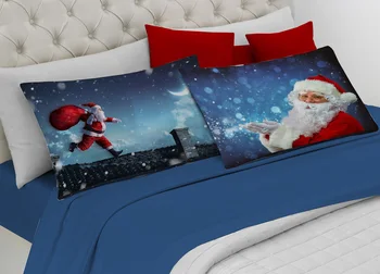 

Full digital soft flannel sheets line spin-off design Santa