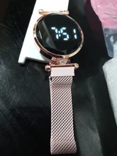 Relojes magnéticos digitales de lujo para mujer, de acero inoxidable, dorado, rosa, LED, de cuarzo, femenino
