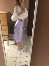 Mnealways18-falda de seda satinada para mujer, Falda larga de cintura alta, color púrpura, elegante, para oficina, Primavera, 2020