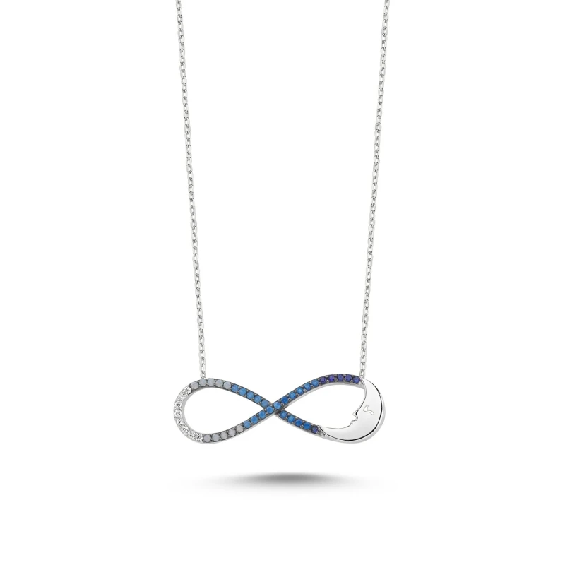 

Armagano Blue Grayscale nano Cubic Zirconia Infinity & Moon Pendant