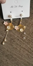 Pendant Earrings Flower Fairy-Shell Fan-Shaped S925-Fan Asymmetrical Japanese Super Mori